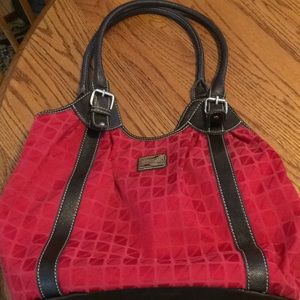 ❤️Red Purse with Faux Brown Leather❤️